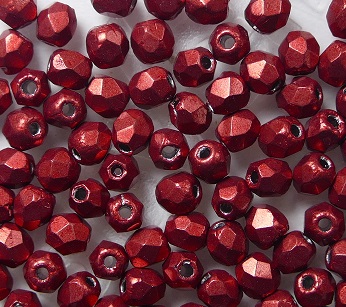 FP1-03-07B09 ColorTrends Saturated Metallic Cranberry Czech Glass Facet Firepolish 3mm FP1-03-07B09 ColorTrends Saturated Metallic Cranberry Czech Glass Facet Firepolish 3mm