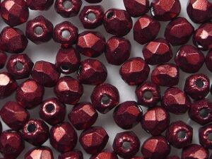 FP1-03-07B10 ColorTrends Saturated Metallic Merlot Czech Glass Facet Firepolish 3mm