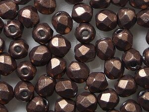 FP1-03-08A01 ColorTrends Sueded Gold Ash Rose Czech Glass Facet Firepolish 3mm