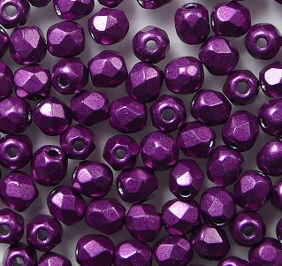 fp1-03-08A04 firepolish 3 mm ColorTrends Sueded Gold Fuchsia Red