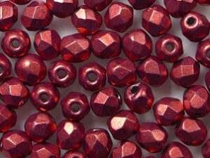 FP1-03-08A07 ColorTrends Sueded Gold Samba Red Czech Glass Facet Firepolish 3mm 50 stuks