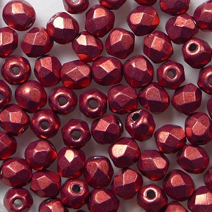 fp1-03-08A07 firepolish 3 mm ColorTrends Sueded Gold Samba Red