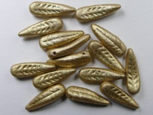 0040264 Matte Metallic Flax Birds Feather Beads 15 Pc. - Afbeelding 1