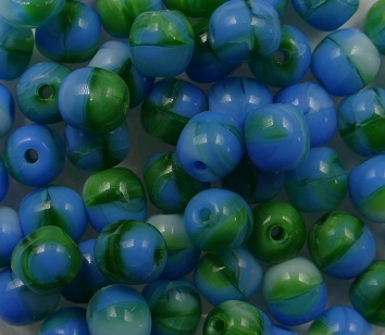05-R-X1972 Opaque Blue Green Mix 5 mm round beads color X1972