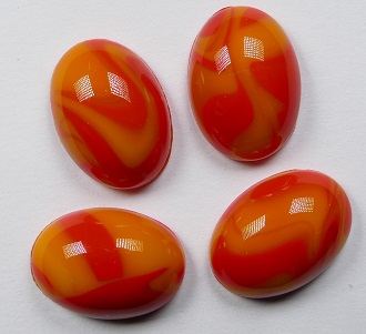 CAB-18-13-OV-RO Glass Cabochon Oval 18x13 mm Red orange