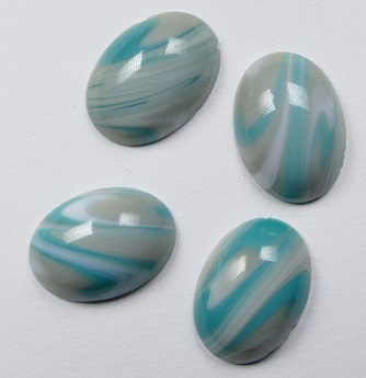 CAB-18-13-OV-TGW Glass Cabochon Oval 18x13 mm Turquoise-Grey-White