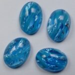 CAB-18-13-OV-TOT-SF Glass Cabochon Oval 18×13 mm Transparent Opal Turquoise Silver Foil
