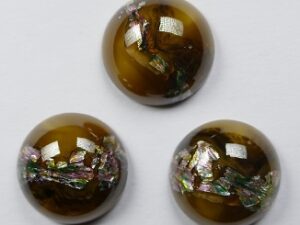 CAB-18-RO-BM-MF-LS Glass Cabochon Round 18 mm Brown Melee Multicolor Foil (lichte schade)