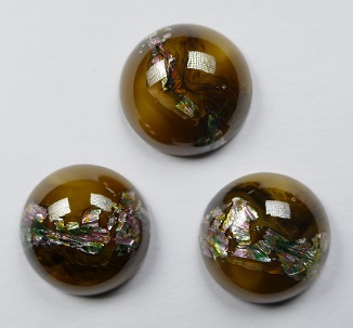 CAB-18-RO-BM-MF Glass Cabochon Round 18 mm brown Melee, multicolored foil