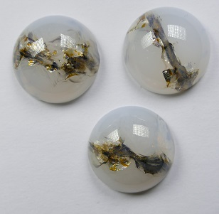 CAB-18-RO-WO-F Glass Cabochon Round 18 mm White Opal Foil