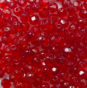 FP1-03-GM90080 Gold Marbled Siam Ruby Facet firepolish 3 mm