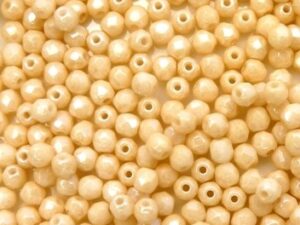 FP1-03-03000LC Opaque White Champagne Luster Czech Glass Facet Firepolish 3mm 50 stuks