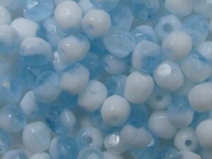 FP1-04-60xxx Opaque Transparent Blue White Melee Czech Glass Facet Firepolish 4mm 50 stuks