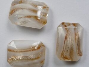 OC-18x13-TWO-GC Transparent White Opal Glittery Copper Octagon 18x13 mm