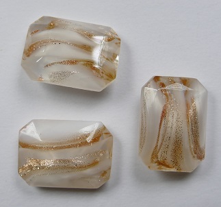 OC-18x13-TWO-GC Transparent White Opal Glittery Copper Octagon 18x13 mm