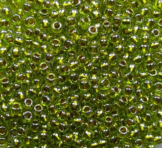tr-11-991 toho rocailles 11-0 gold lined peridot
