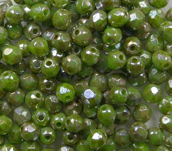 FP1-03-53200-43400 Opaque Spring Green Silver Picasso facet 3 mm