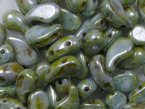 Zol-L-02010-65431 Zoliduo Left 5x8 mm, Alabaster Green Blue Lazura Luster