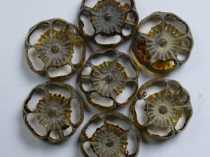 0030345 Crystal Dark Travertin Table Cut Flower 6 Pc.