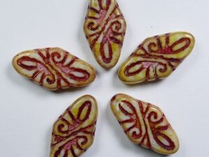 0050310 Arabesque Beads Alabaster Travertin Garnet Washed 5 Pc. - Afbeelding 1