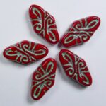 0050311 arabesque beads Opaque Red Copper Green Washed 19×9 mm color 93200-54322