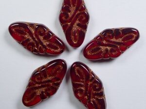 0050312 Arabesque Beads Siam Ruby Copper Washed 5 Pc. - Afbeelding 1