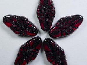 0050313 Arabesque Beads Siam Ruby Black Washed 5 Pc.