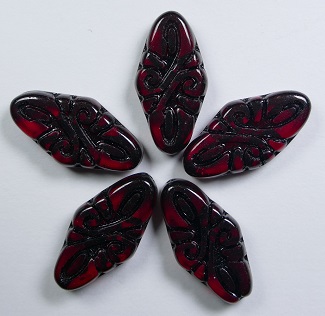 0050313 arabesque beads siam ruby Black washed 19x9 mm color 90090-46441