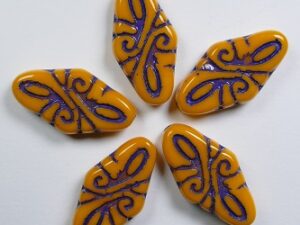 0060135 Arabesque Beads Opaque Light Orange Purple Washed 5 Pc. - Afbeelding 1