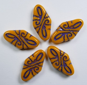 0060135 arabesque beads Opaque Light Orange Purple Washed 19x9 mm color 93110-54325