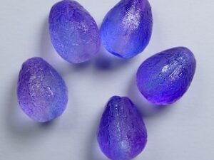 0080688 Purple Blue Etched Melon Drops 11x9 mm 5 Pc. - Afbeelding 1