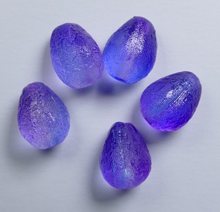 0080688 Purple Blue Etched Melon Drops 11x9 mm color 00030-ETCH-48002