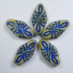 0090441 arabesque beads alabaster travertin cobalt blue washed 19×9 mm color 02010-86800-54309