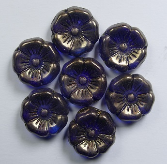 0090443 Cobalt Aquamarine Melee Bronze Luster Table Cut Flower color 30070-60020-14415