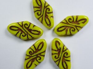 0130144 Arabesque Beads Opaque Yellow Bronze Washed 5 Pc.