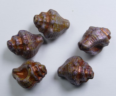 0030346 White Alabaster Brown Purple Luster Copper Washed Murex Shell Beads15x12 mm color 02010-65328-54319 White Alabaster Brown Purple Luster Copper Washed Murex Shell Beads