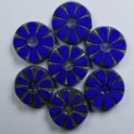0090446 Opaque Royal Blue Picasso sunflower beads 12 mm color 33050-86800