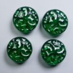 0100569 Emerald White Washed Lentil beads with ornament 14 mm color 50720-54322