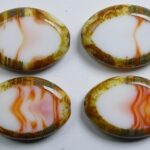0140271 Candle White Red Melee Travertin table cut flat oval 20 x 14 mm color 08906-86800