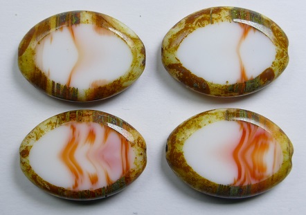 0140271 Candle White Red Melee Travertin table cut flat oval 20 x 14 mm color 08906-86800