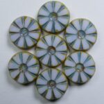 0140273 Alabaster White Picasso Aqua Washed sunflower beads 12 mm color 02010-86800-54308