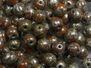 04-R-93130-43400 Opaque Orange Silver Picasso Round 4 mm. 100 Pc. - Afbeelding 1