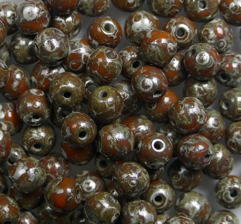 04-R-93130-43400 opaque Orange Silver Picasso 4 mm rounds color 93130-43400