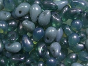 CD-6x4-OT-BGLM 6x4 mm Opaque and Transparent Bluish Green Lustered Mix Czech Glass Drops 75 stuks