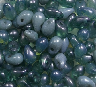 CD-6×4-OT-BGLM Opaque and Transparent Bluish Green Lustered Mix drops 6×4 mm