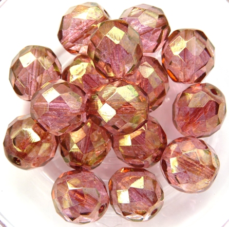 FP1-10-00030LK Crystal Pink Luster Czech Glass Facet Firepolish 10mm FP1-10-00030LK Crystal Pink Luster Czech Glass Facet Firepolish 10mm