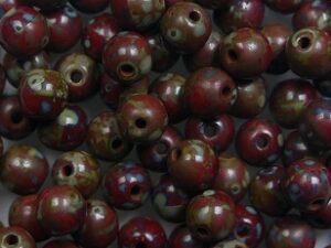 04-R-93200-86800 Opaque Red Travertin Round 4 mm. 100 Pc. - Afbeelding 1