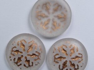 CAB-SF-00030-84100-54318 Snowflake Cabochon 21 mm Matte Crystal Rose Gold Washed 3 Pc.