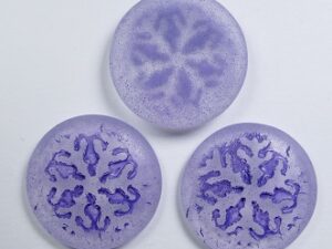CAB-SF-00030-84100-54325 Snowflake Cabochon 21 mm Matte Crystal Blue Purple Washed 3 Pc.