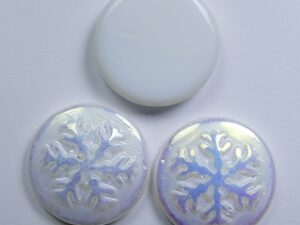 CAB-SF-02010-28701 Snowflake Cabochon 21 mm White Alabaster AB 3 Pc.